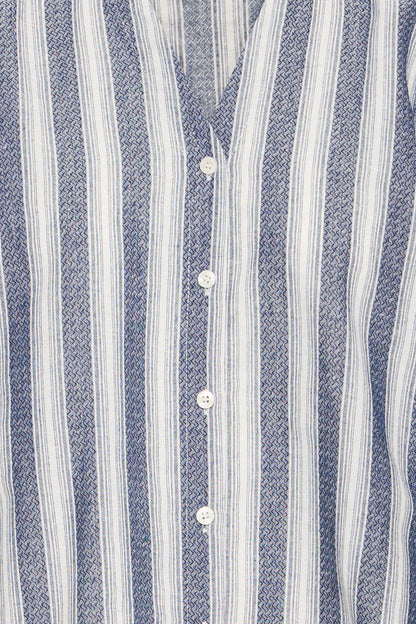 ICHI IHXISLA Long Sleeve Striped Blouse - Medieval Blue