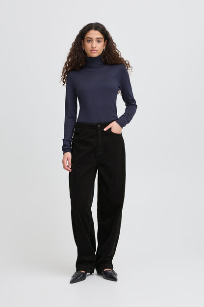 ICHI Barrel Leg Cords - Black
