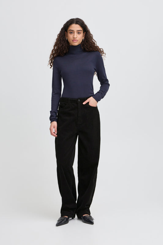 ICHI Barrel Leg Cords - Black