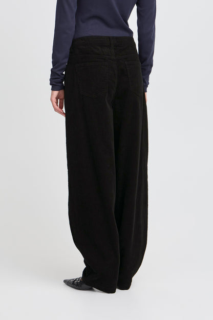 ICHI Barrel Leg Cords - Black