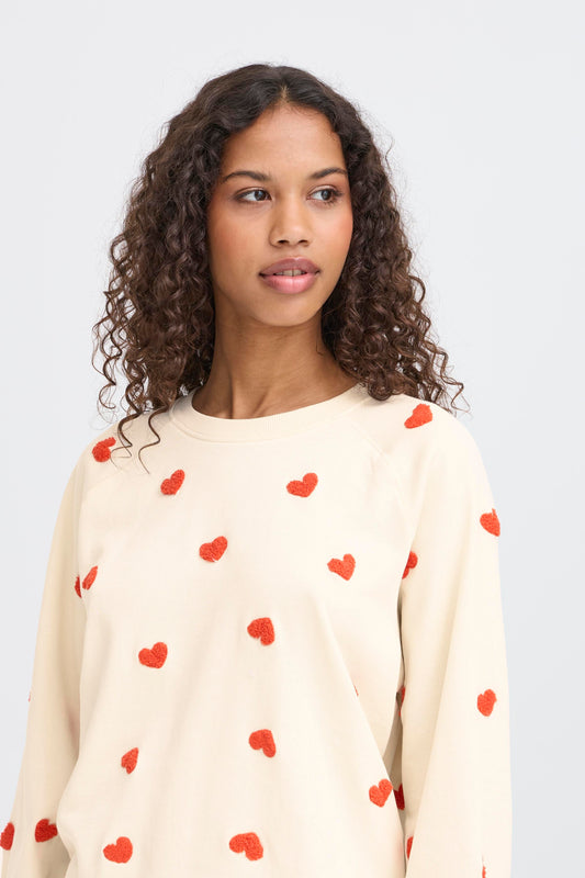 ICHI IHkasura Heart Sweatshirt - Tangerine