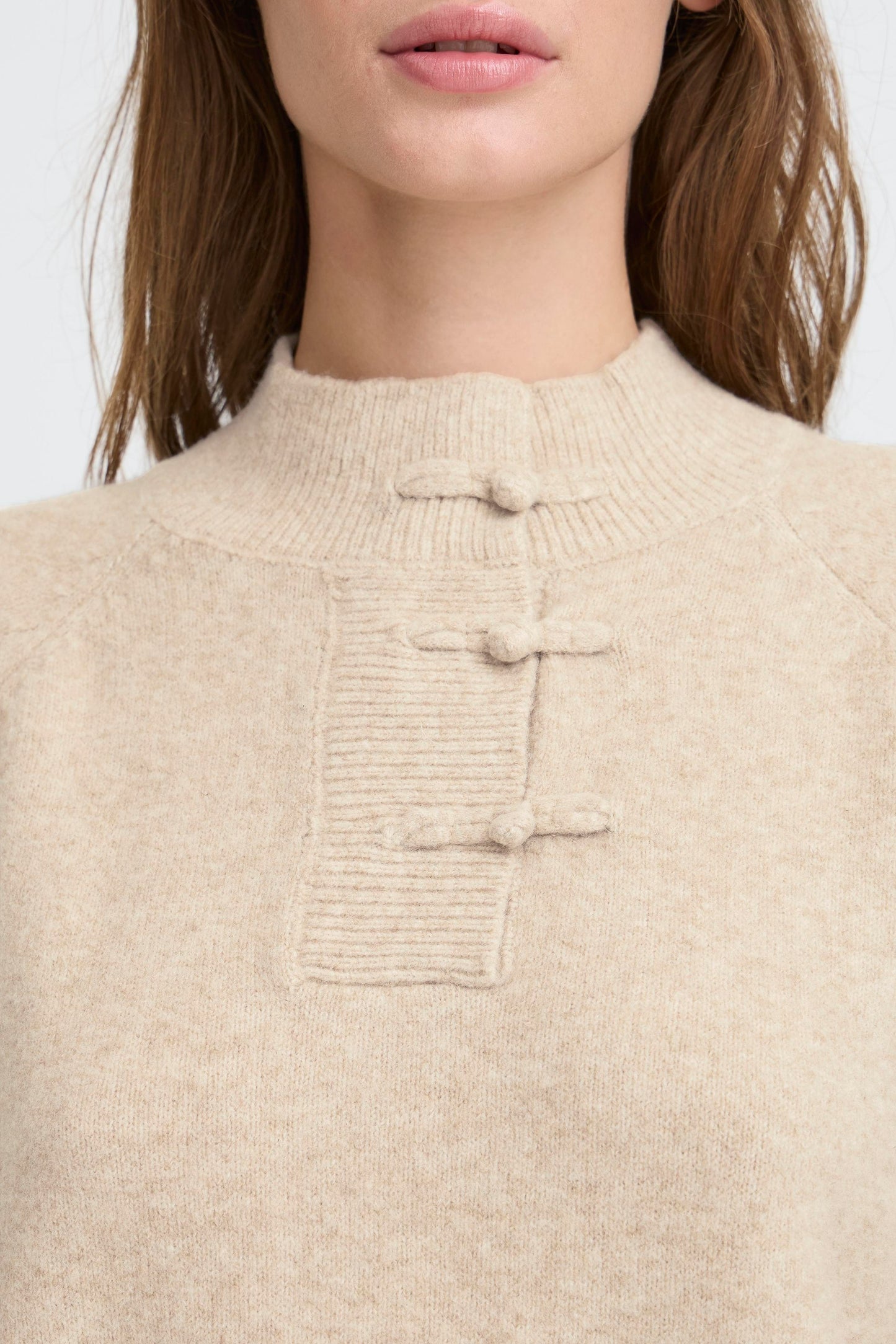 ICHI Dasila Knit Jumper - Oatmeal Melange