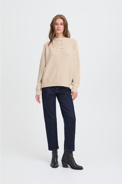 ICHI Dasila Knit Jumper - Oatmeal Melange