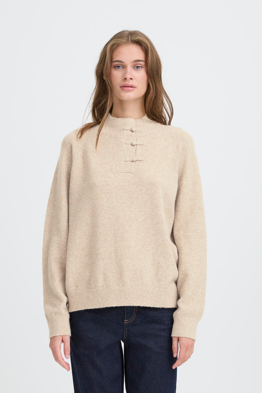 ICHI Dasila Knit Jumper - Oatmeal Melange