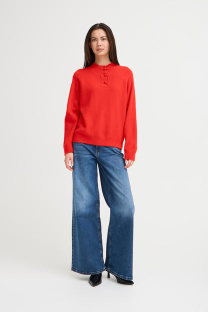 ICHI Knit Jumper - Fiery Red