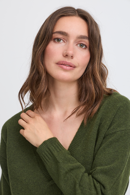 ICHI Dasila Knit Cardigan - Green