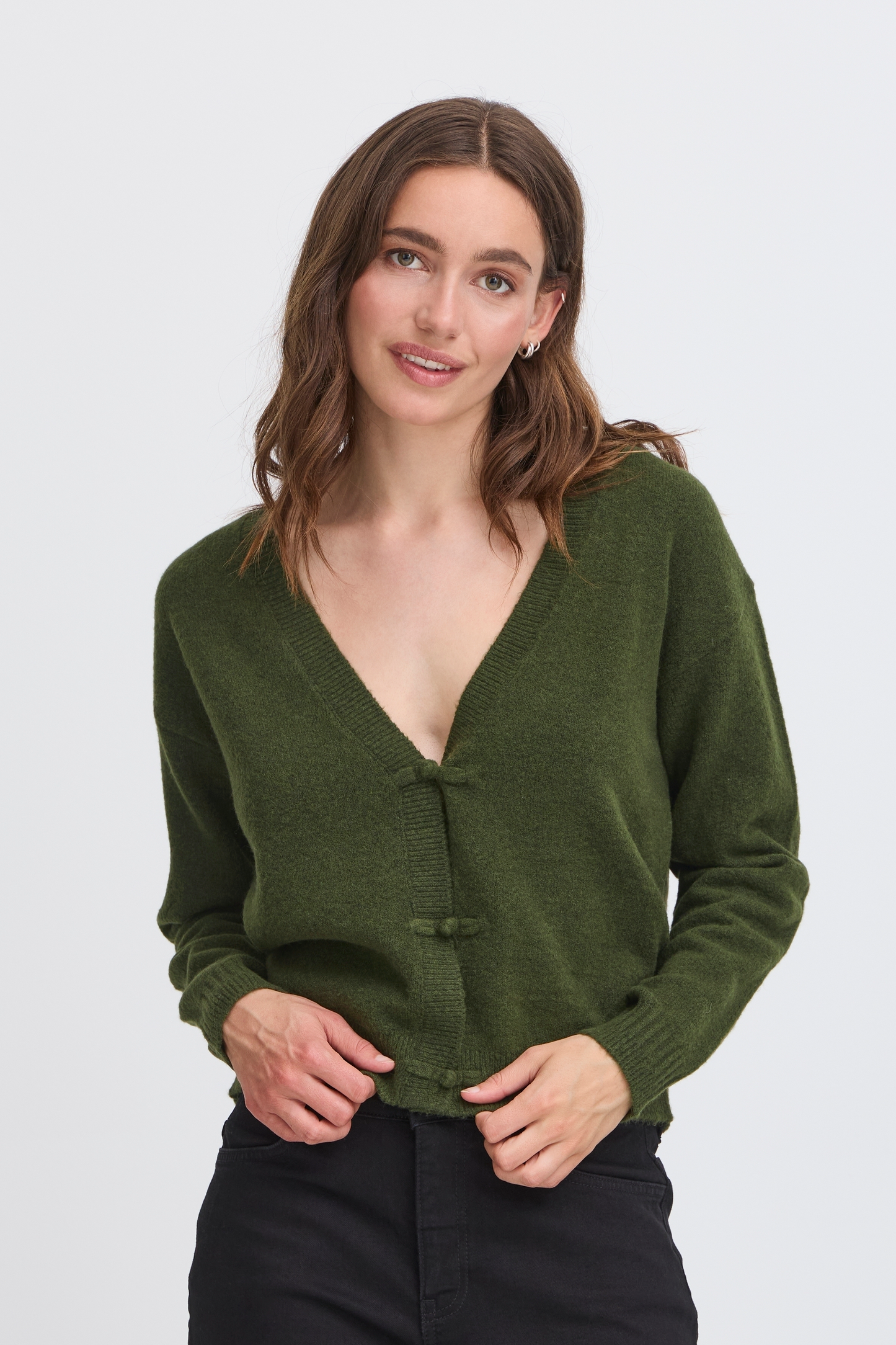 ICHI Dasila Knit Cardigan - Green