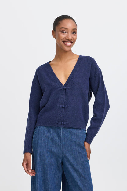 ICHI Dasila Knit Cardigan - Marine