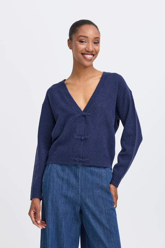 ICHI Dasila Knit Cardigan - Marine