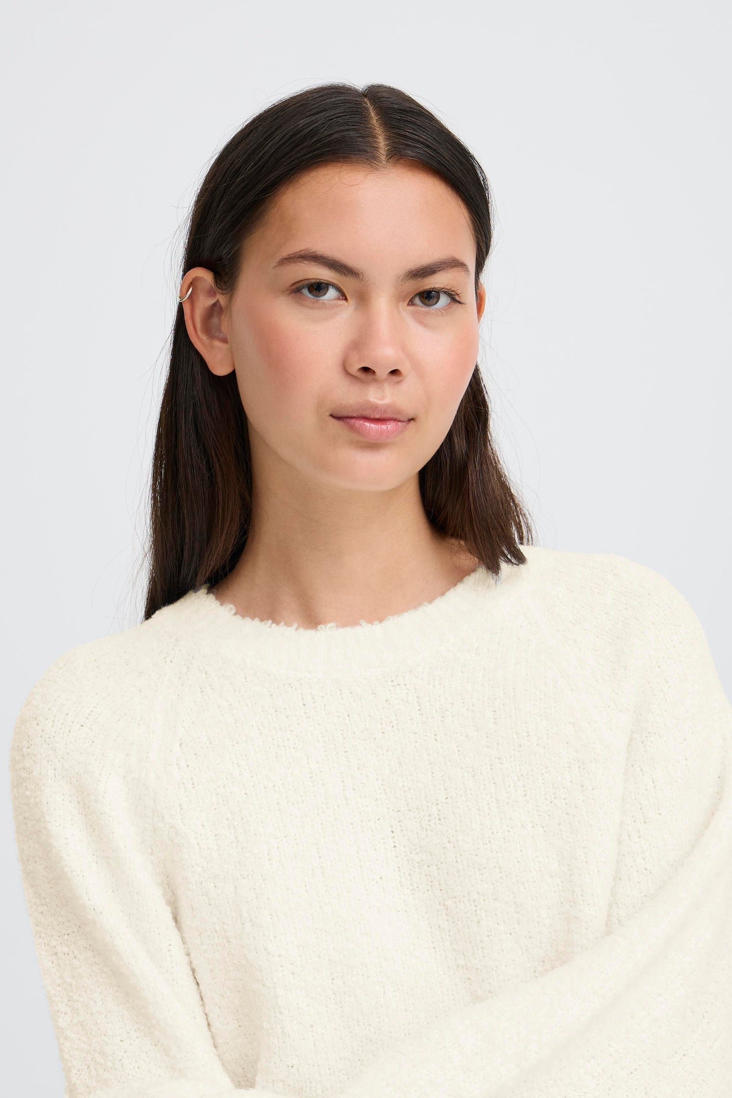 ICHI IHLoucle Knit Pullover - Cloud Dancer