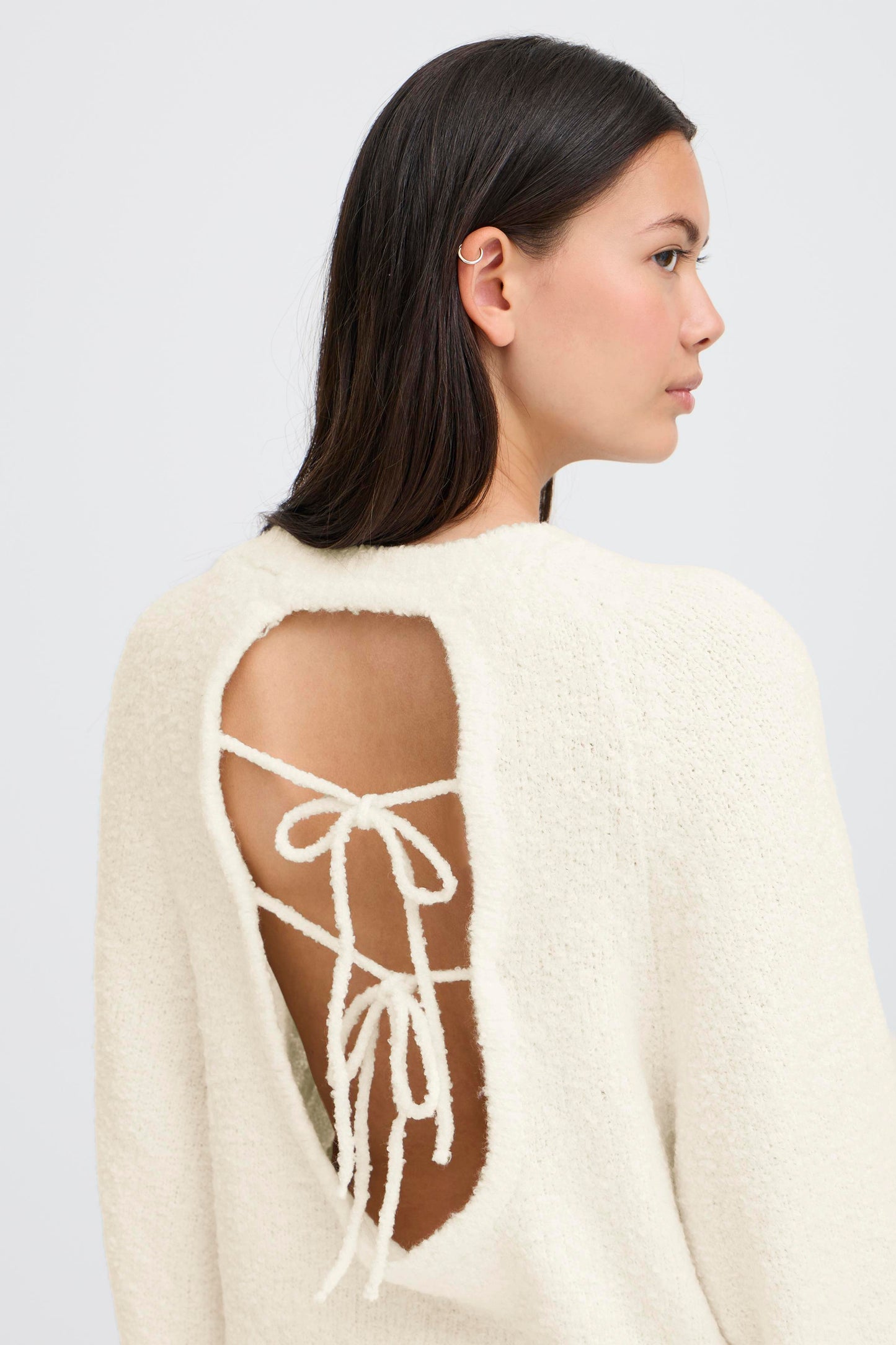 ICHI IHLoucle Knit Pullover - Cloud Dancer