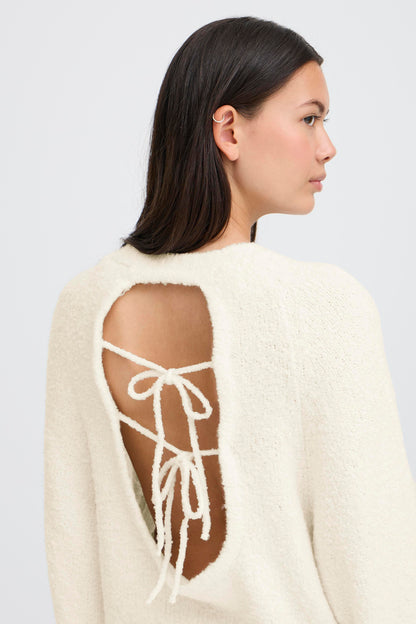 ICHI IHLoucle Knit Pullover - Cloud Dancer