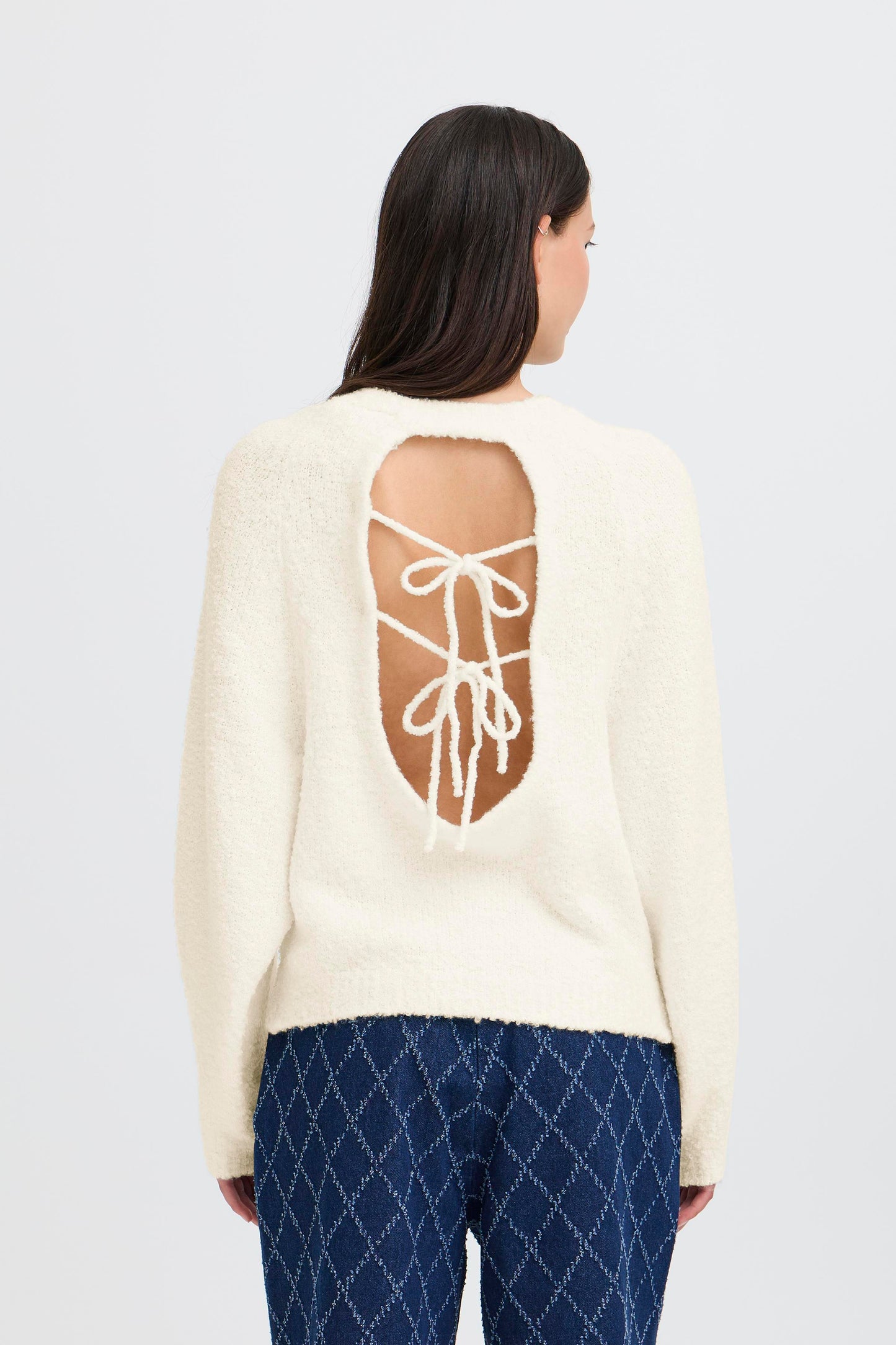 ICHI IHLoucle Knit Pullover - Cloud Dancer