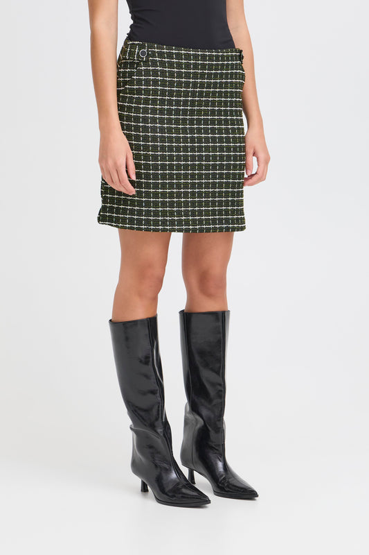 ICHI IHKate Cloule Check Skirt - Green