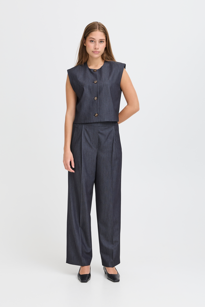ICHI Jumi Button Top - Dark Blue