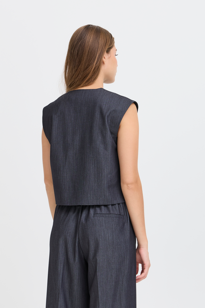 ICHI Jumi Button Top - Dark Blue