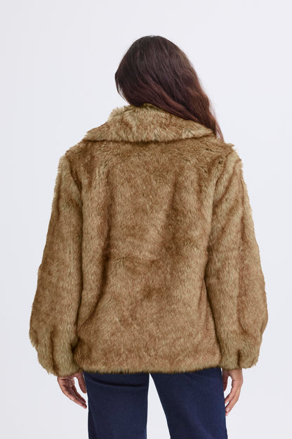 ICHI Fazoca Fur Jacket - Brown Melange