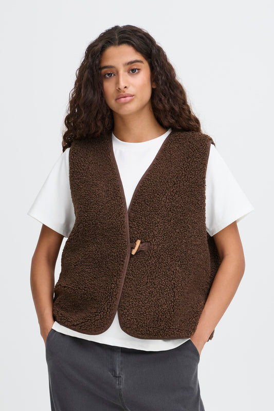ICHI Gozima Waistcoat - Coffee Bean