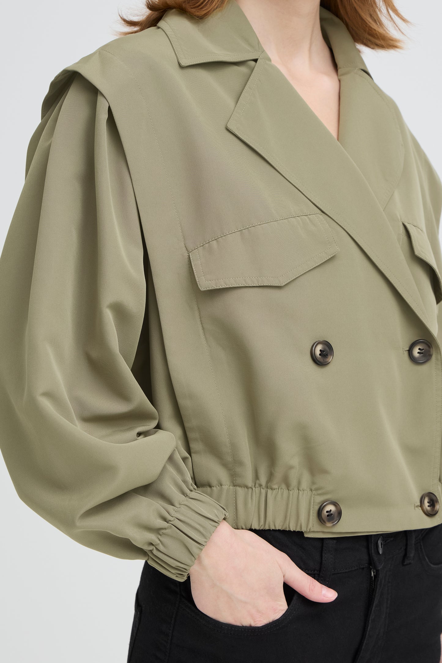ICHI IHGezavo Cropped Jacket - Khaki