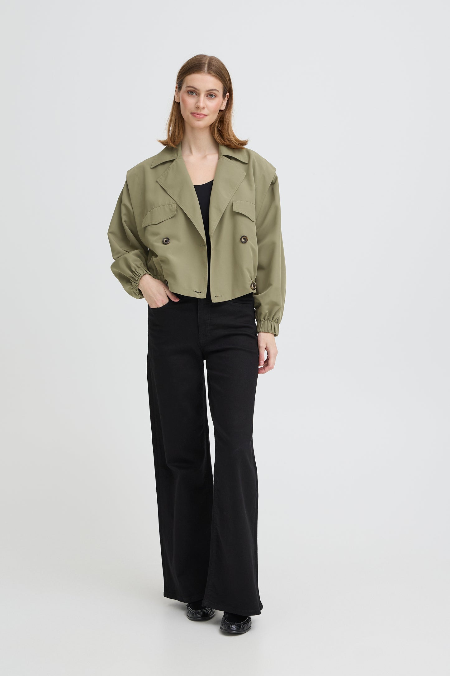 ICHI IHGezavo Cropped Jacket - Khaki