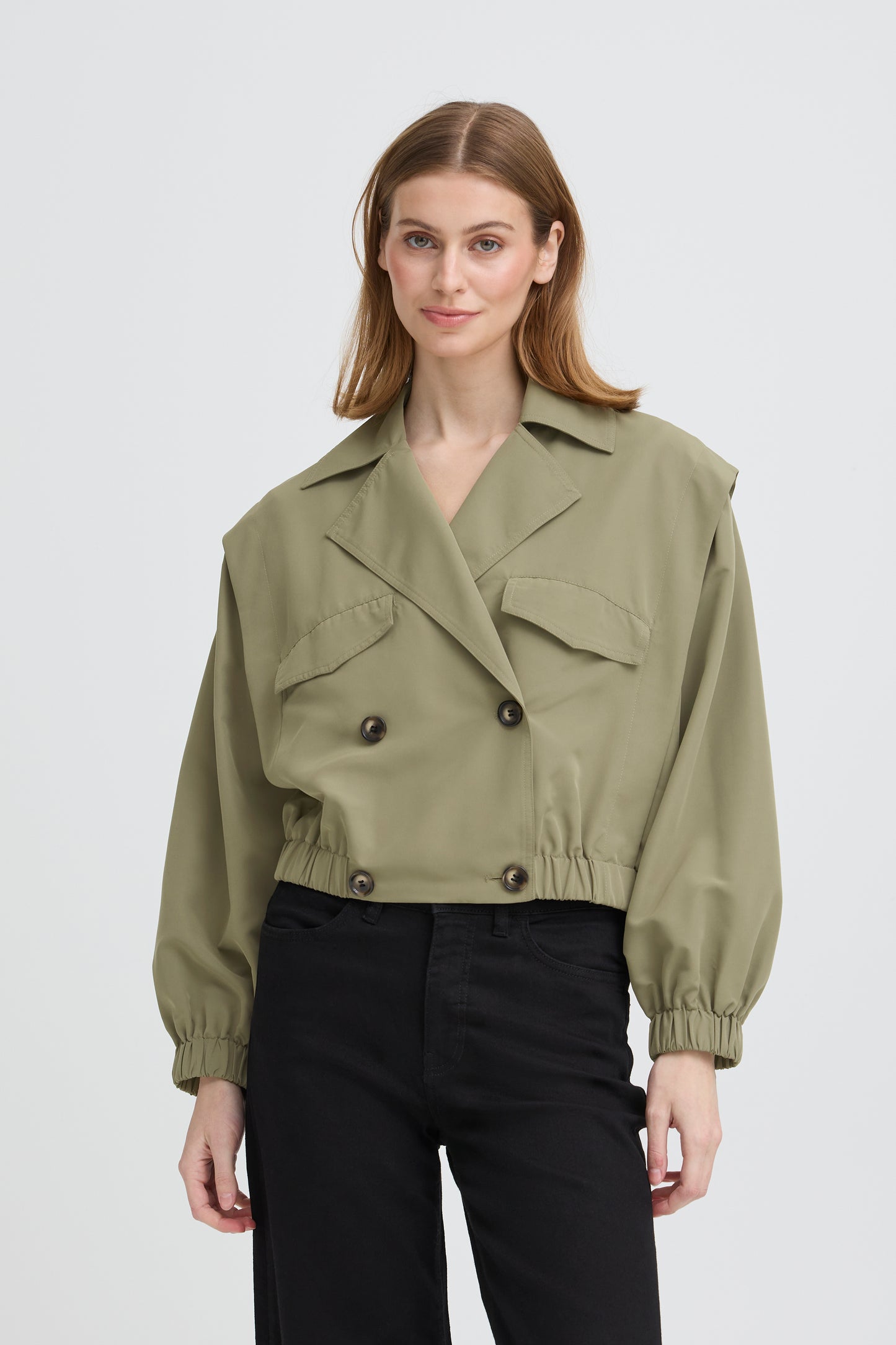 ICHI IHGezavo Cropped Jacket - Khaki