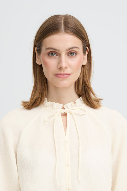 ICHI IHeris Tie Detail Blouse - Off White