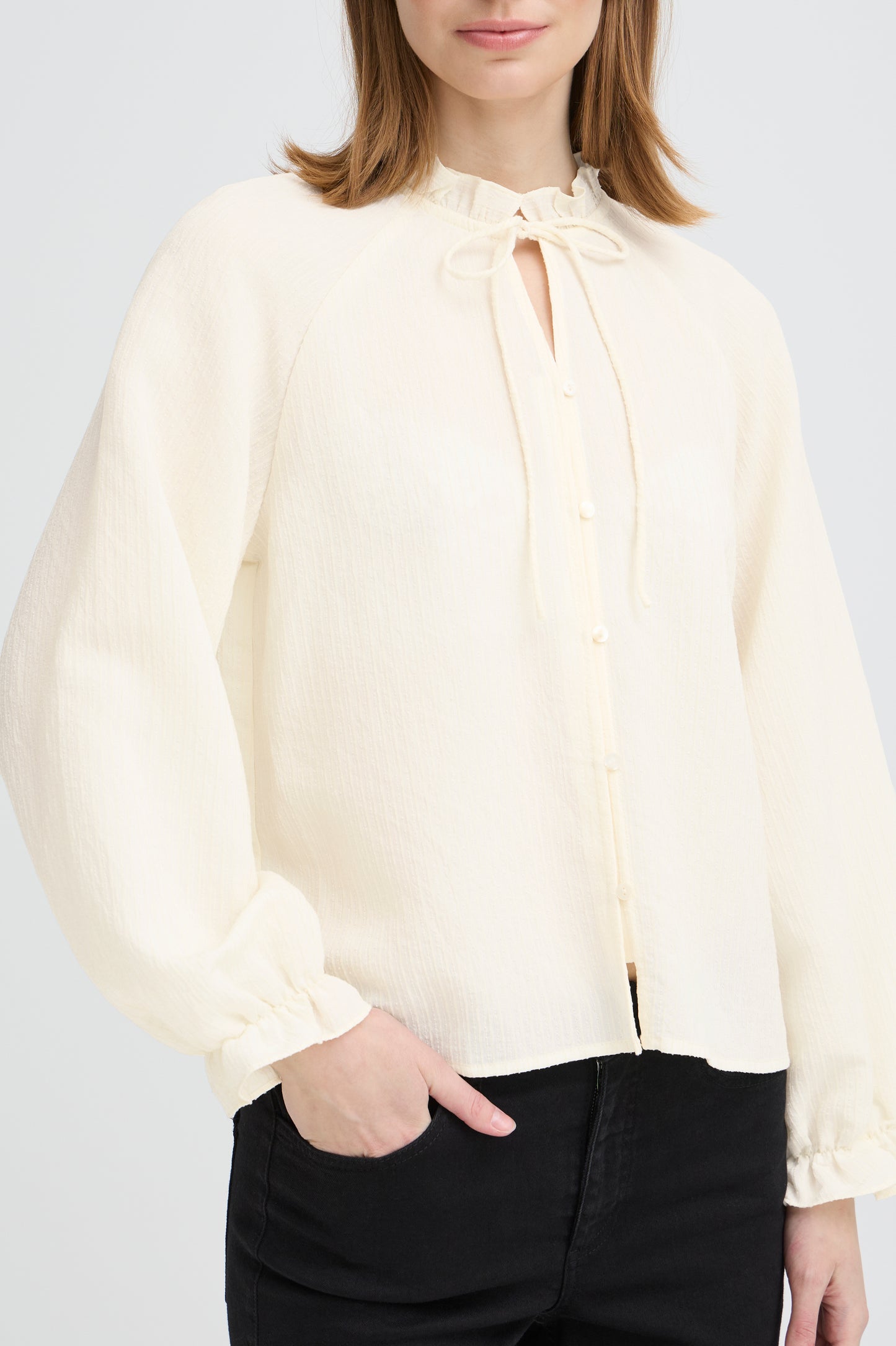 ICHI IHeris Tie Detail Blouse - Off White