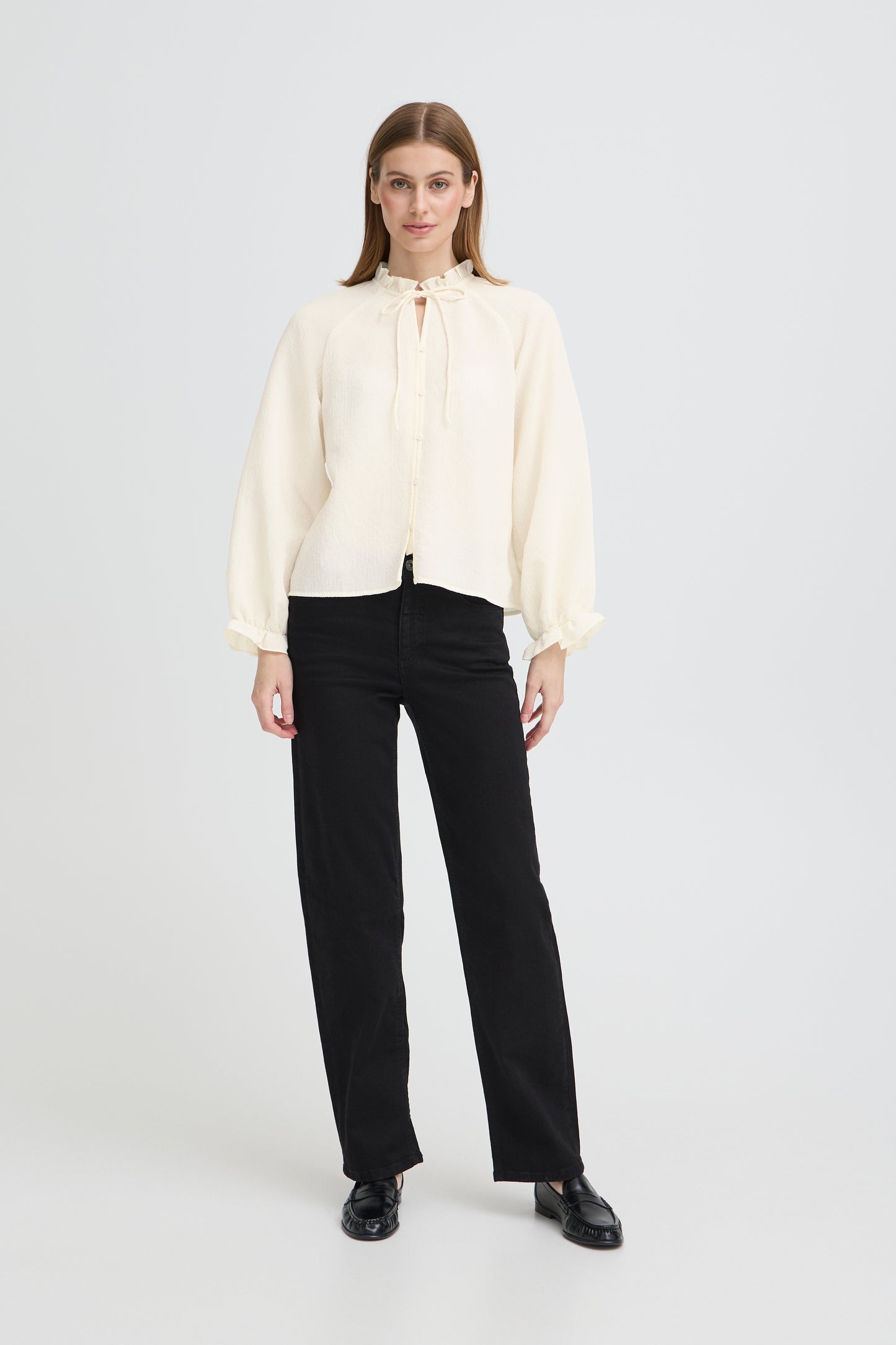 ICHI IHeris Tie Detail Blouse - Off White