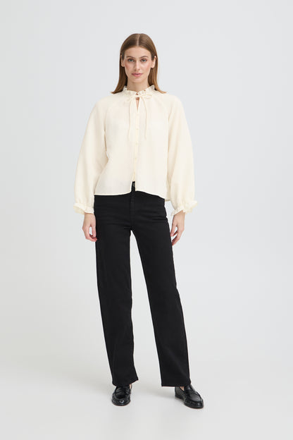 ICHI IHeris Tie Detail Blouse - Off White