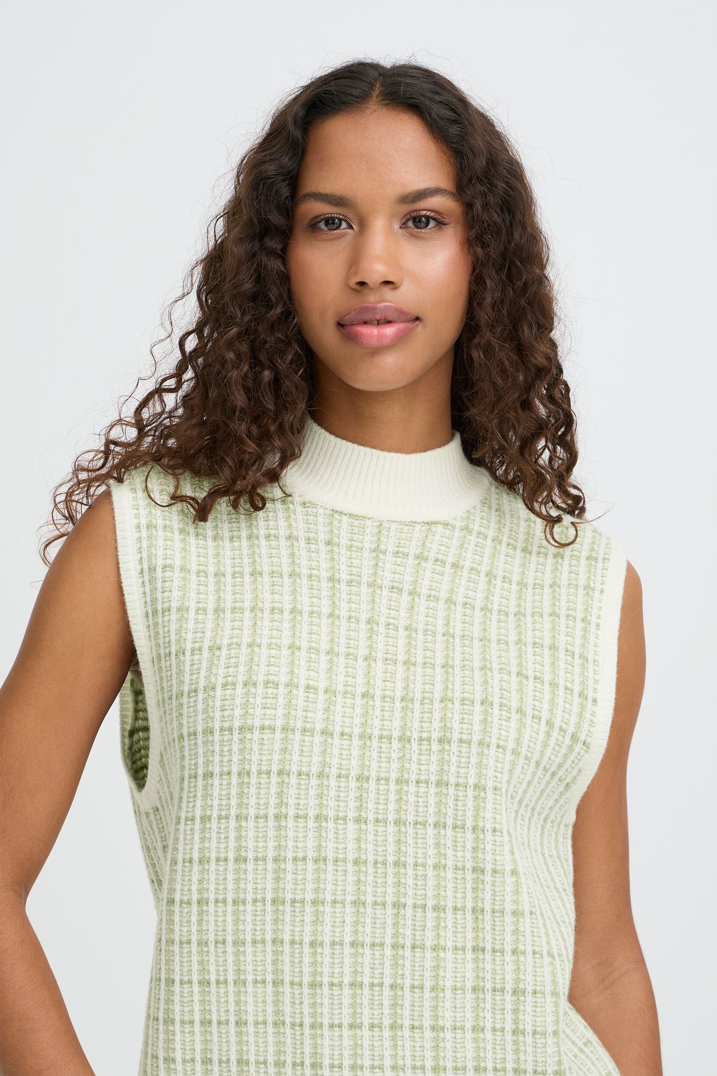 ICHI IHAquare Checked Sleeveless Knit - Green