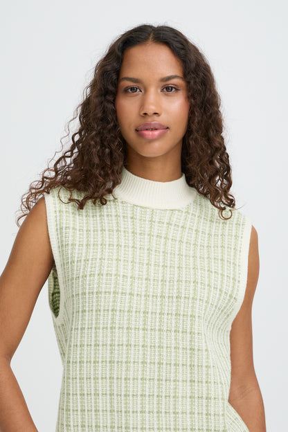 ICHI IHAquare Checked Sleeveless Knit - Green