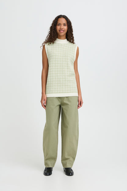 ICHI IHAquare Checked Sleeveless Knit - Green