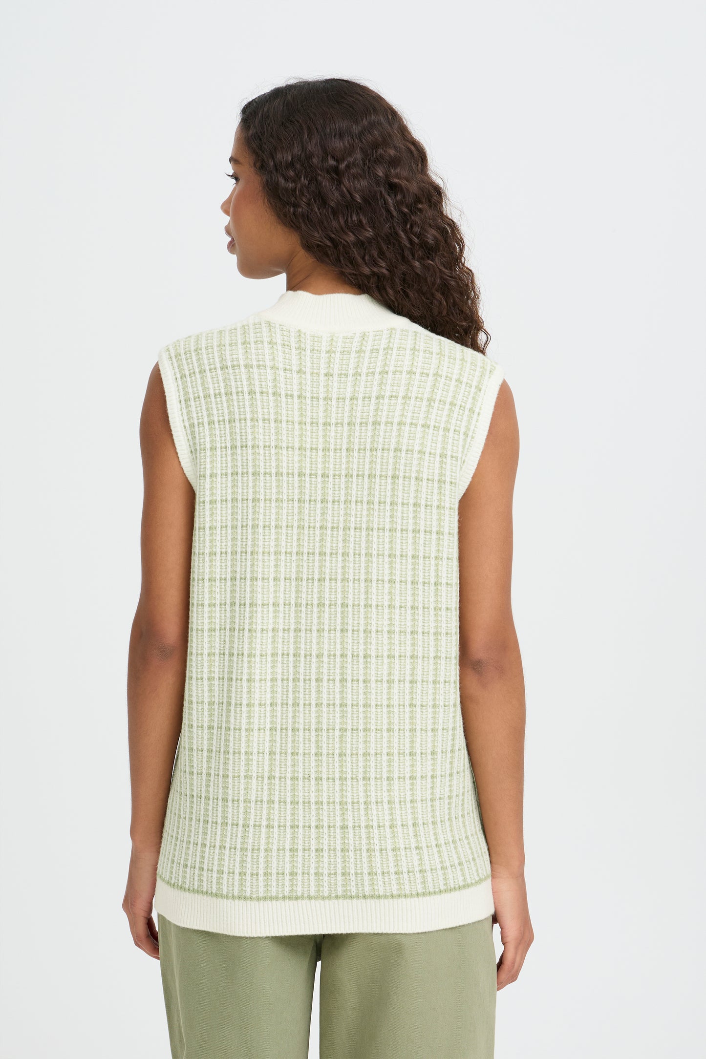 ICHI IHAquare Checked Sleeveless Knit - Green