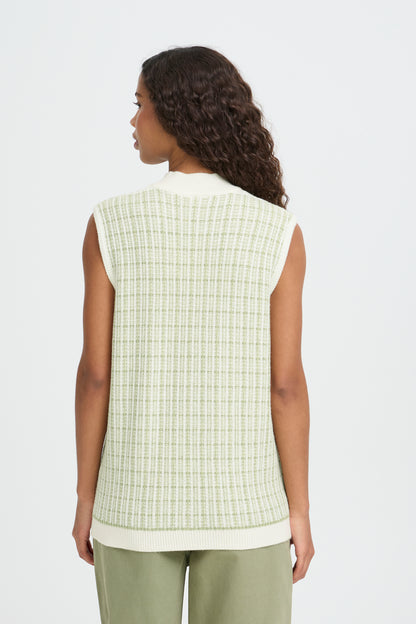 ICHI IHAquare Checked Sleeveless Knit - Green