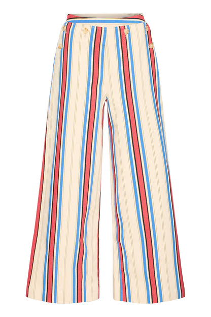 Multicolored striped pants on a white background