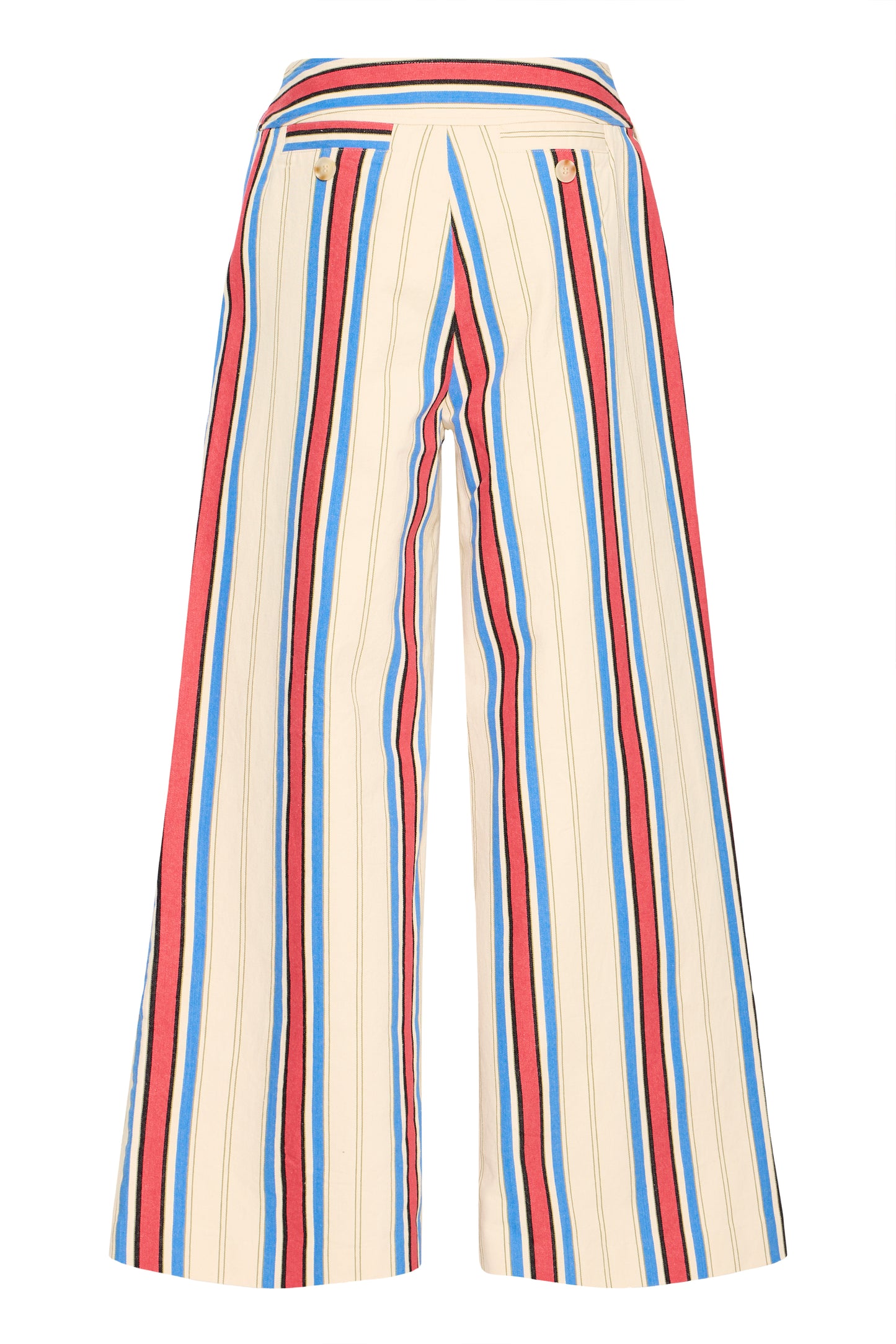 Multicolored striped pants on a white background