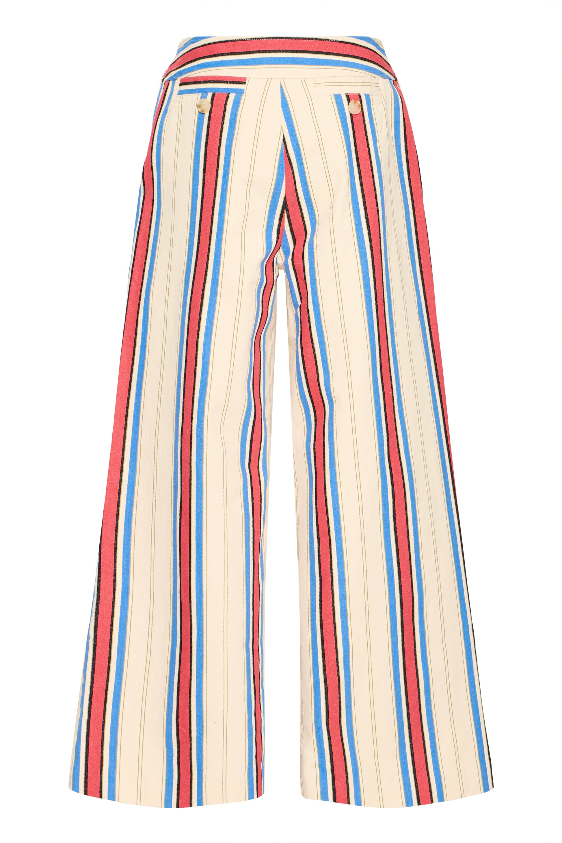 Multicolored striped pants on a white background