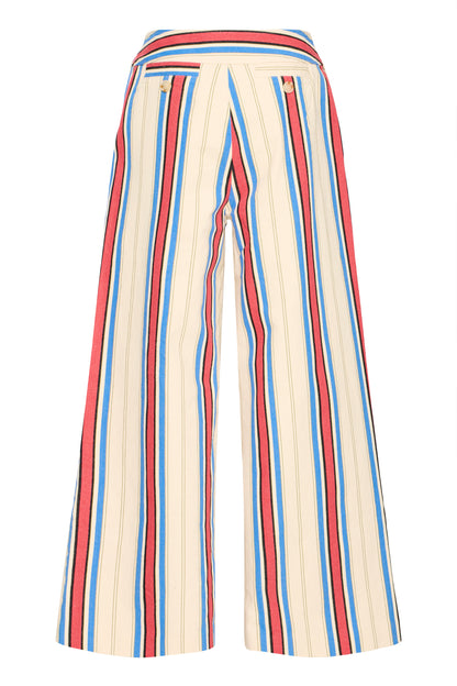 Multicolored striped pants on a white background