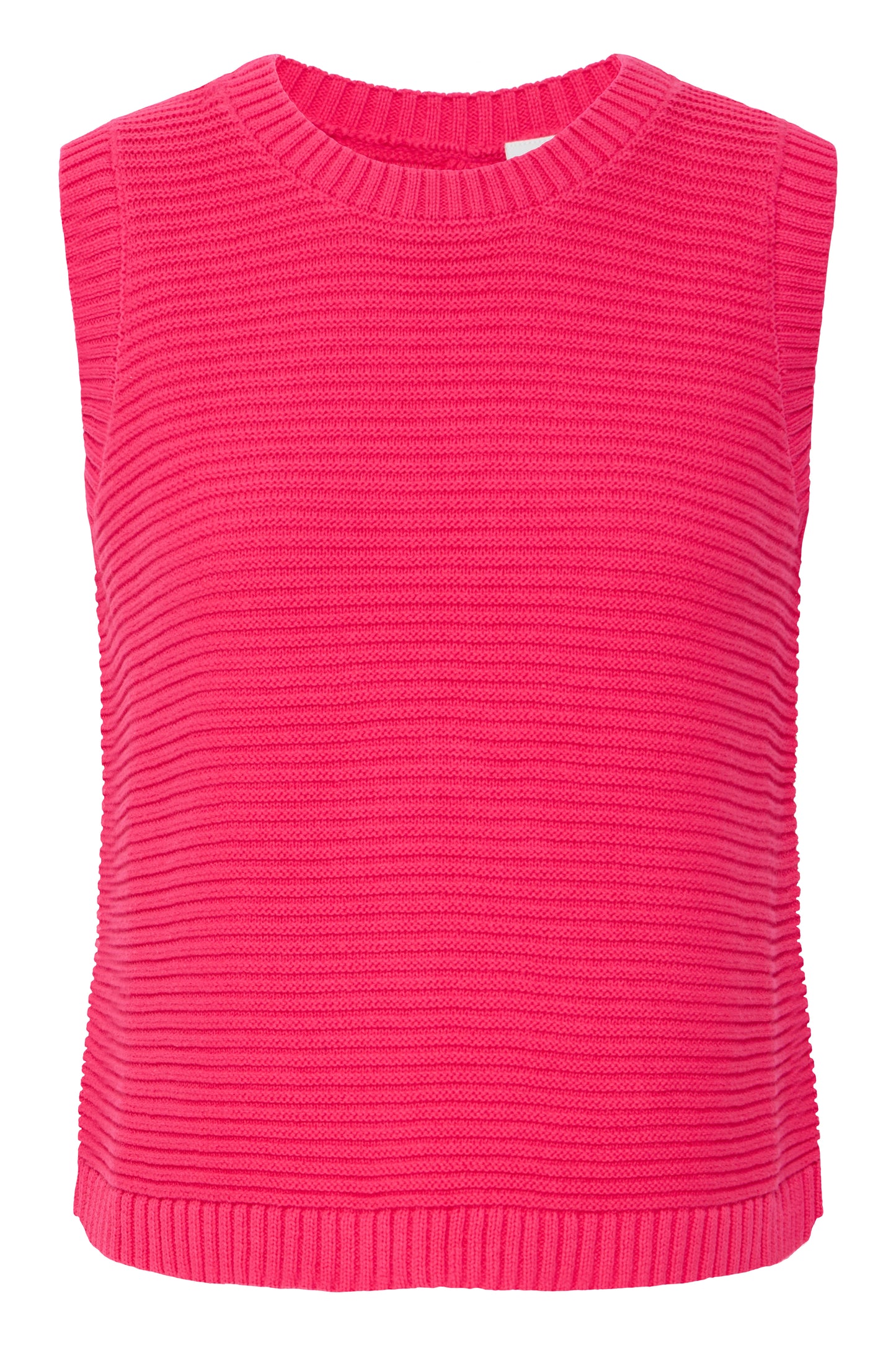 Pink knitted vest on a white background