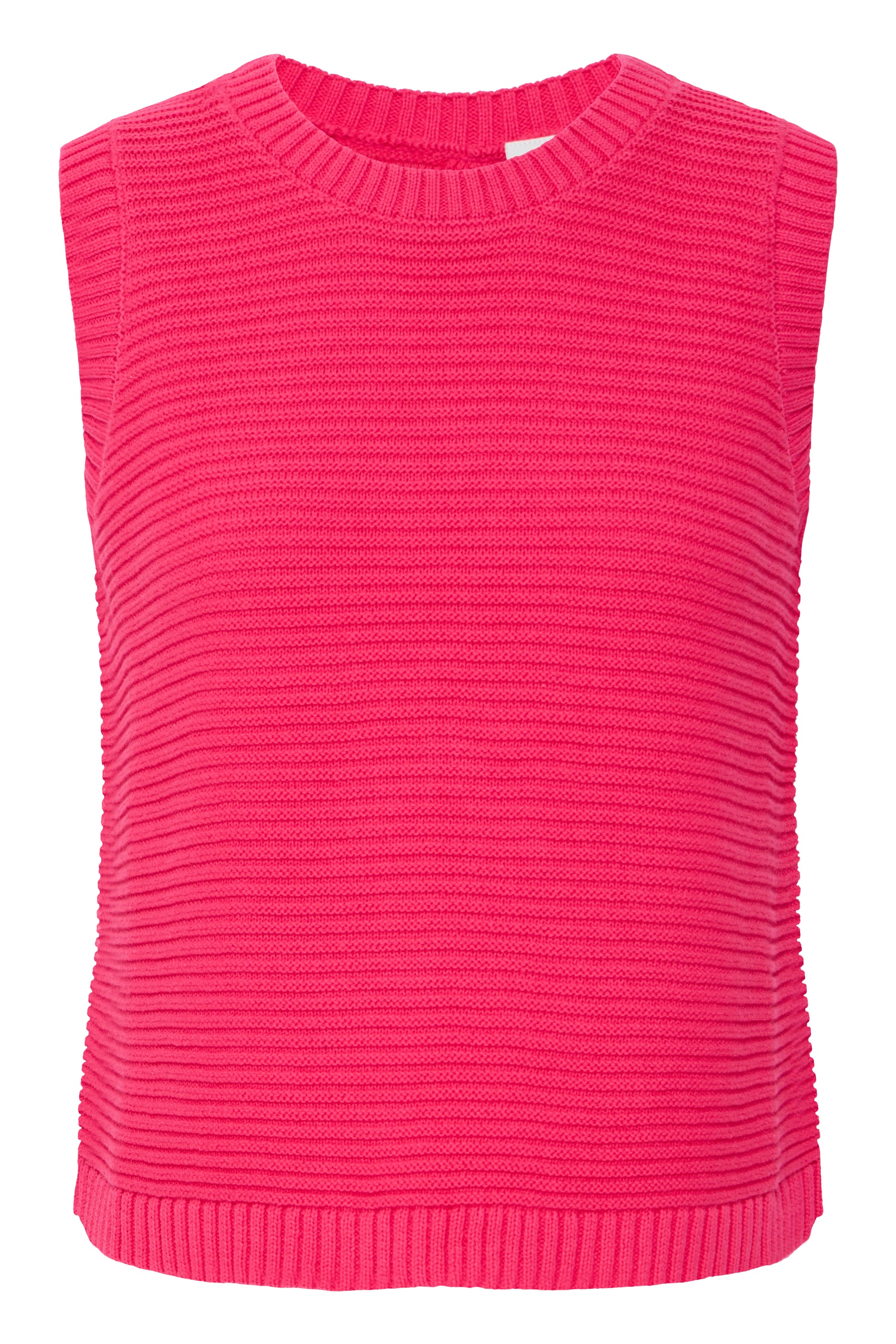 Pink knitted vest on a white background