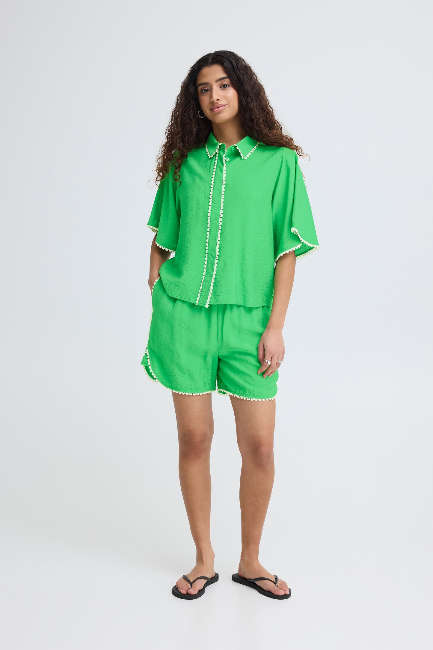 ICHI IHleni Short Sleeve Shirt - Green