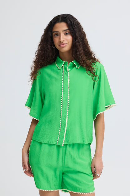 ICHI IHleni Short Sleeve Shirt - Green