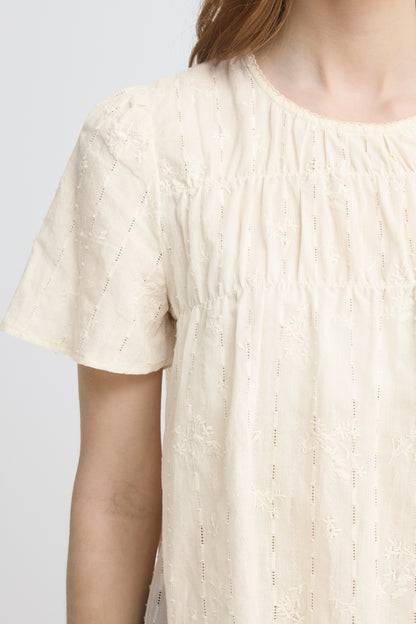 ICHI IHlana Embroidered Top - Cream