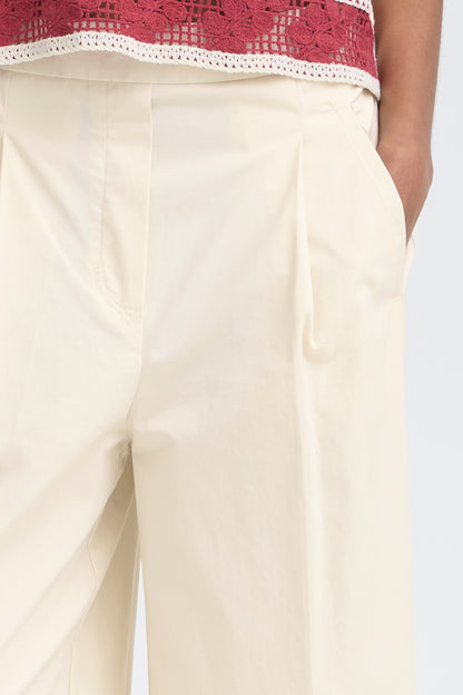 ICHI IHfuni Wide Leg Trousers - Cream