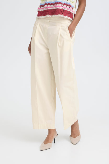 ICHI IHfuni Wide Leg Trousers - Cream
