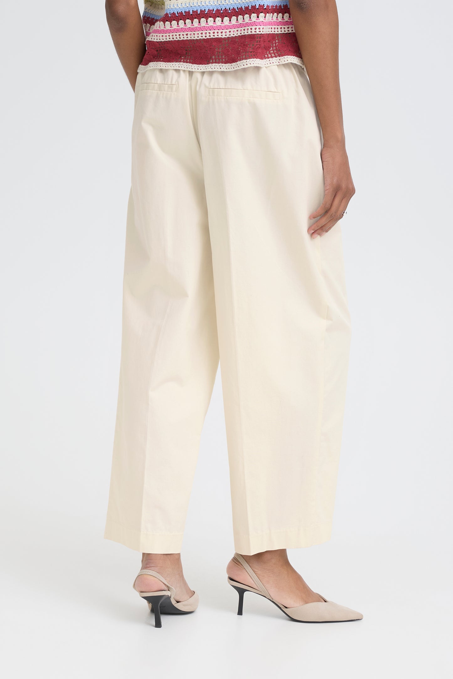 ICHI IHfuni Wide Leg Trousers - Cream