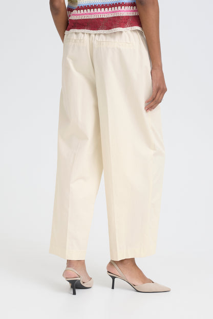 ICHI IHfuni Wide Leg Trousers - Cream