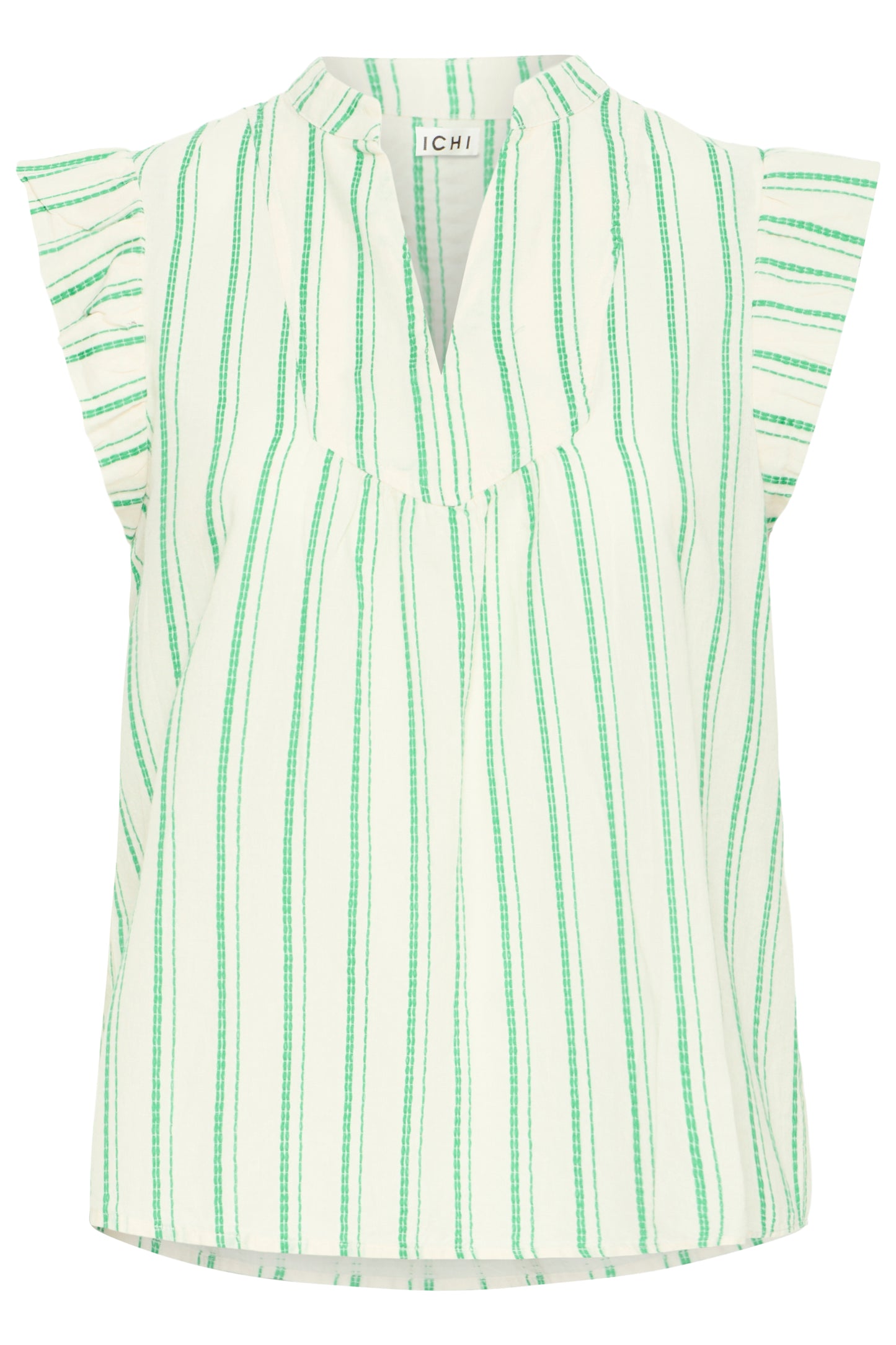 ICHI IHjovil Short Sleeve Top - Green Stripe