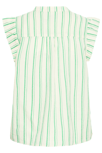 ICHI IHjovil Short Sleeve Top - Green Stripe