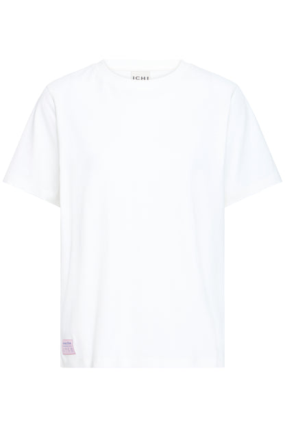 White t-shirt with a brand logo on a white background